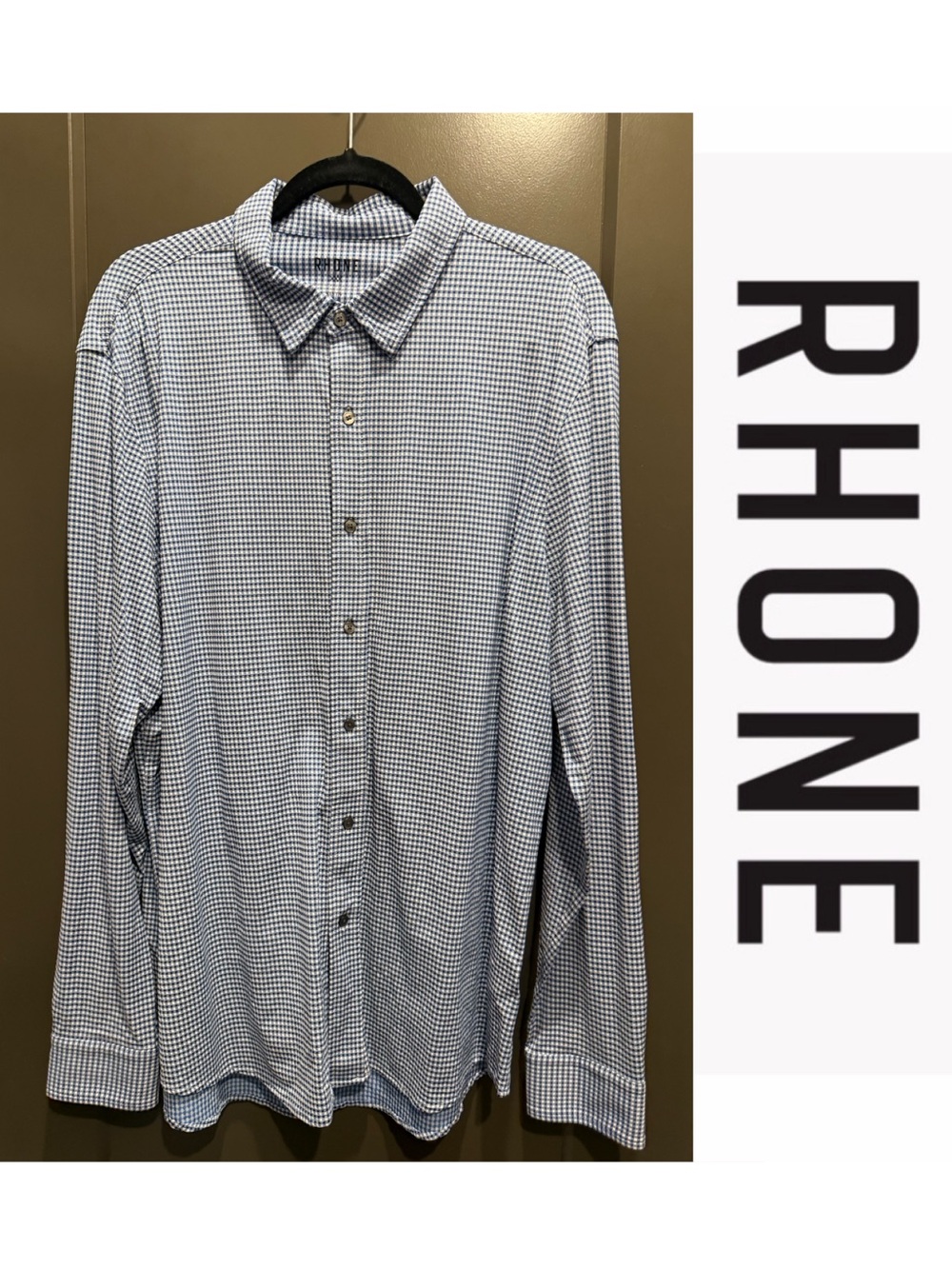 Rhone | Commuter Dress Shirt | XL | Blue & White